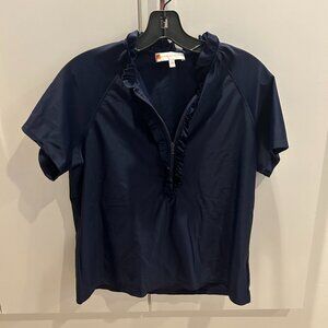 Navy Jude Connally Zip Up Blouse
